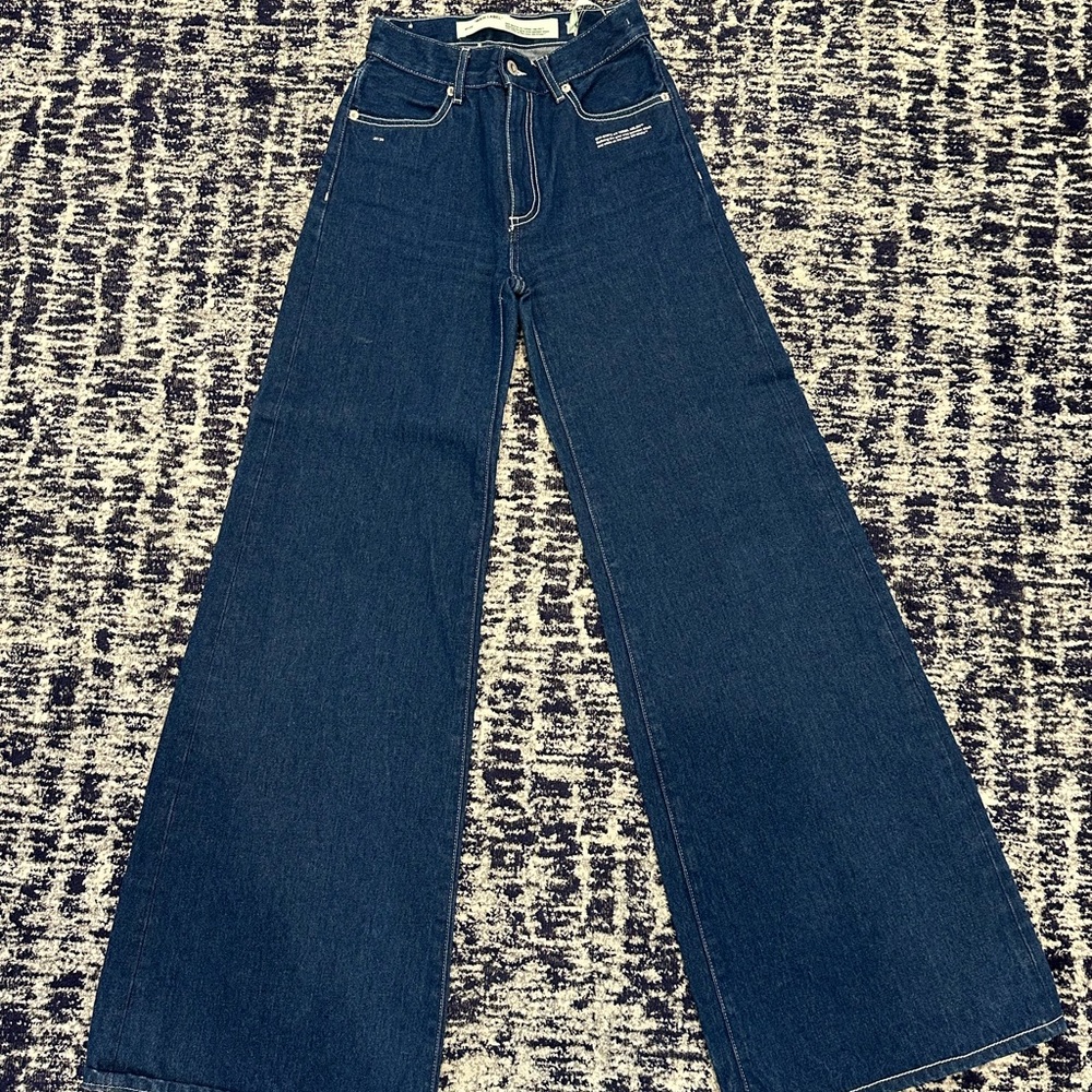 OFF-WHITE Wide-Leg Blue Jeans